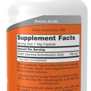 Now Gaba 750 Mg 100 Veg Capsules