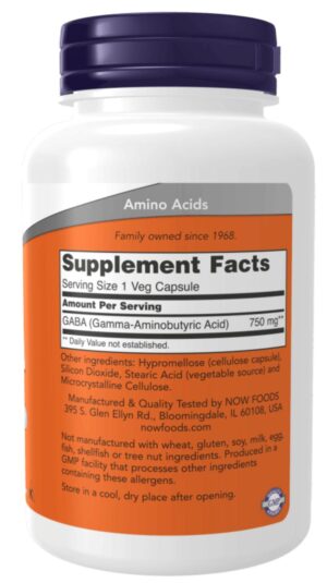 Now Gaba 750 Mg 100 Veg Capsules