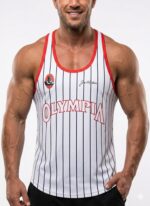 OLYMPIA Baskılı Beyaz Çizgili Beast Mode Atlet