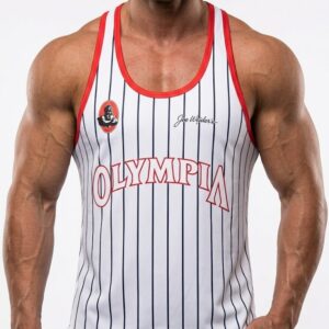 OLYMPIA Baskılı Beyaz Çizgili Beast Mode Atlet