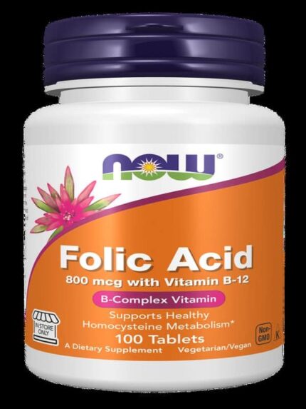 Now Folic Acid B12 Complex 800 mcg with Vitamin B-12 100 Tablets