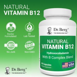 Dr. Berg Natural Vitamin B12 FOLATE 1000 mcg Hydroxocobalamin Energy Brain & Nervous System 60 Caps