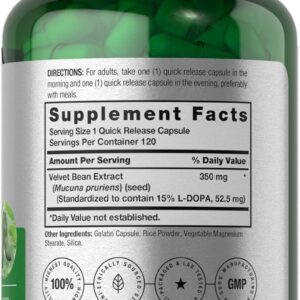 Horbaach Dopa Mucuna Velvet Bean Herbal Extract 120 Caps