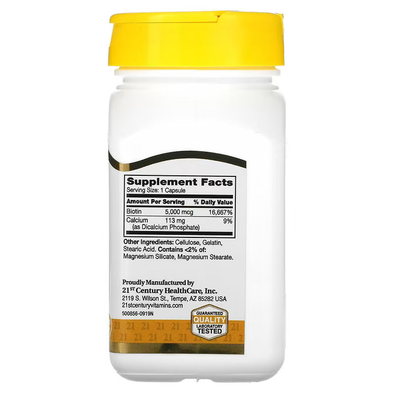 21st Century Biotin Hair + Skin Gluten free 5000 110 Caps - Görsel 3