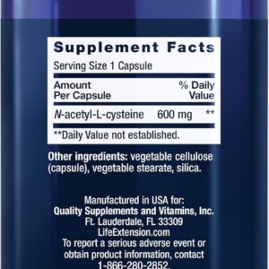 Life Extension N-Acetyl-L-Cysteine Liver Health NAC 600 mg 60 Caps