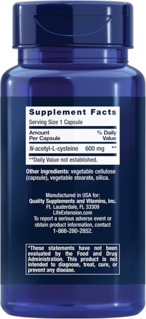 Life Extension N-Acetyl-L-Cysteine Liver Health NAC 600 mg 60 Caps