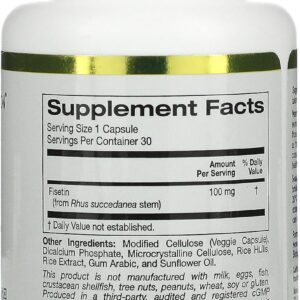 California Gold Nutrition Fisetin with Novusetin Brain Cognitive 100 mg 30 Veggie Caps