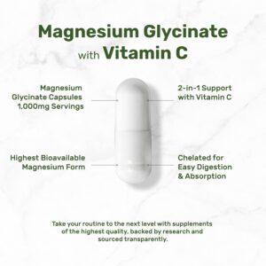 Deal Supplement Magnesium Magnezyum Glycinate 1,000mg Plus Vitamin C, 240 Capsules - Görsel 2