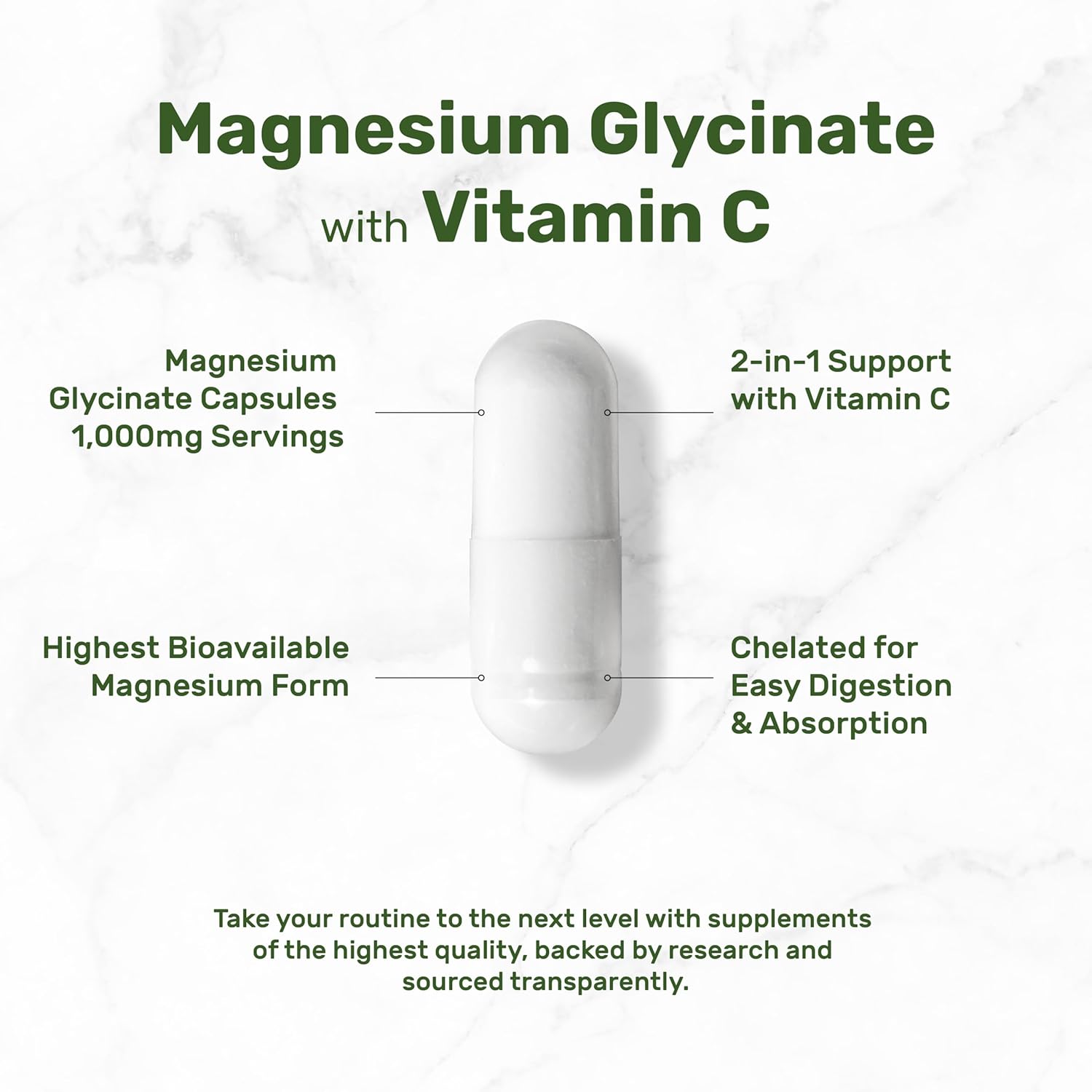 Deal Supplement Magnesium Magnezyum Glycinate 1,000mg Plus Vitamin C, 240 Capsules