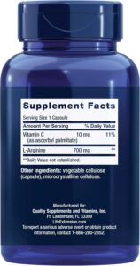 Life Extension L-Arginine Nitric Oxide 700 mg Vitamin C Immune Health Bones 200 Caps - Görsel 2