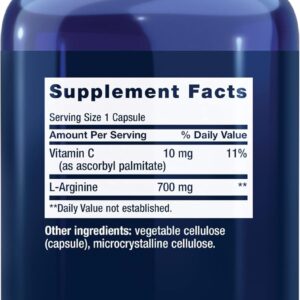 Life Extension L-Arginine Nitric Oxide 700 mg Vitamin C Immune Health Bones 200 Caps