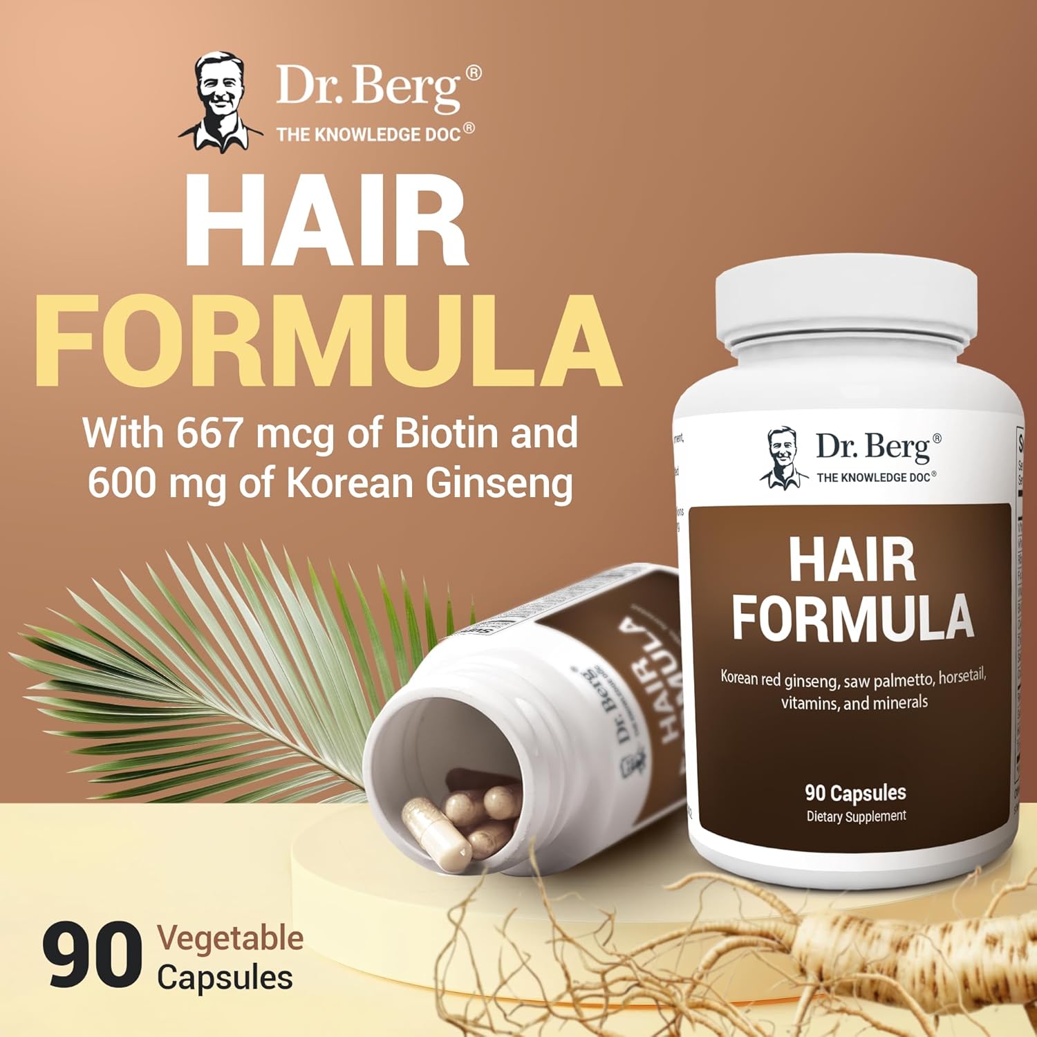 Dr. Berg All-in-One Vitamins for Hair Skin & Nails with Biotin Saw Palmetto DHT Blocker 90 Caps - Görsel 4