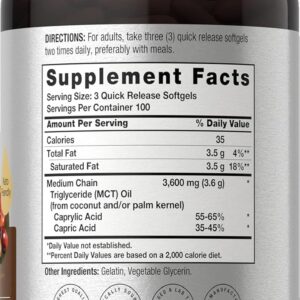 Horbäach MCT Oil 3600mg 300 Softgels with Coconut Caprylic & Capric Acid Keto Friendly Formula