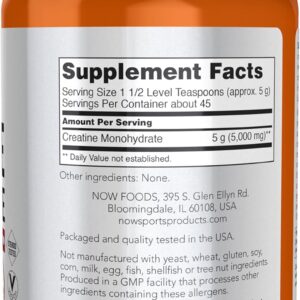 NOW Foods Sports Nutrition Creatine Monohydrate Powder Mass Building Energy Production