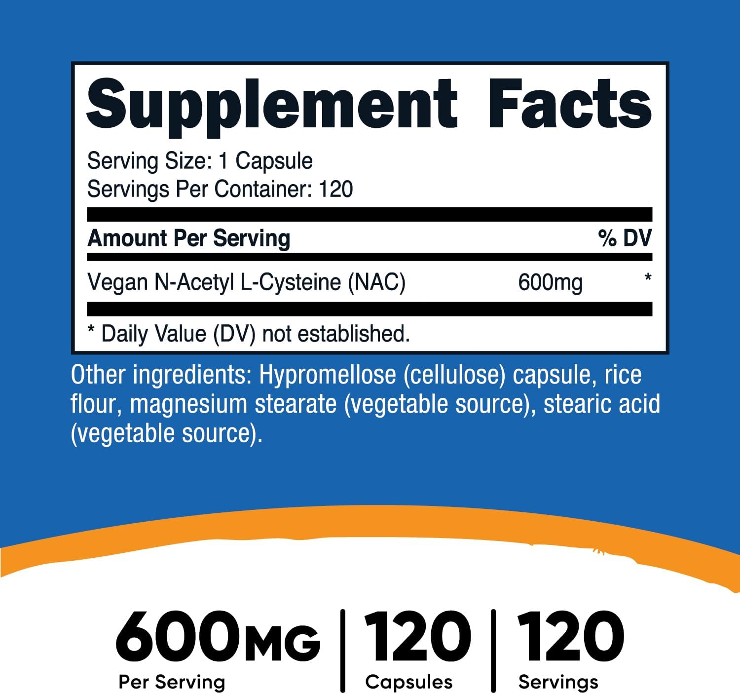 Nutricost Cysteine NAC 600 MG 120 Caps - Görsel 3