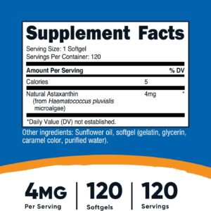 Nutricost Astaxanthin Antioxidants 4mg Gluten Free and Non-GMO 120 Softgels