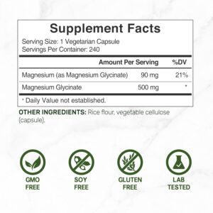 Deal Supplement Magnesium Glycinate 500mg, 240 Veggie Capsules - Görsel 3