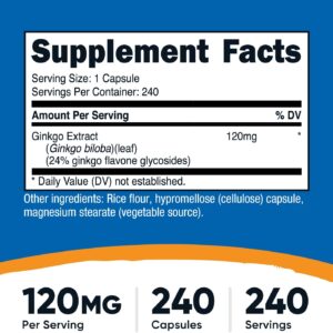 Nutricost Ginkgo Biloba 120 mg 240 Capsules