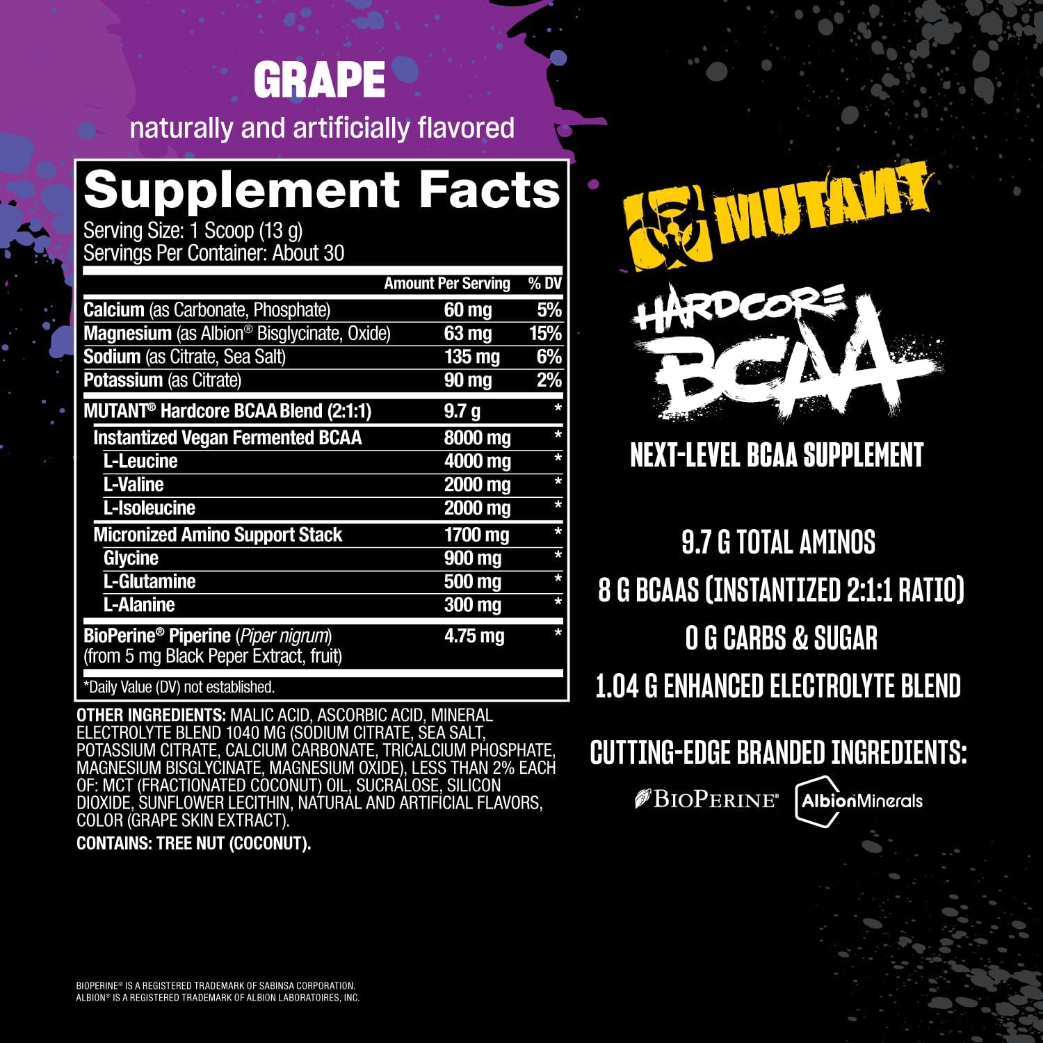 Mutant Hardcore BCAA - Pre, Intra or Post Workout – 30 Serving - Görsel 2