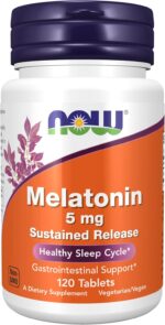 NOW Foods Melatonin 5 mg Sustained Release Formulated for a 4-Hour Release Period 120 Tablet