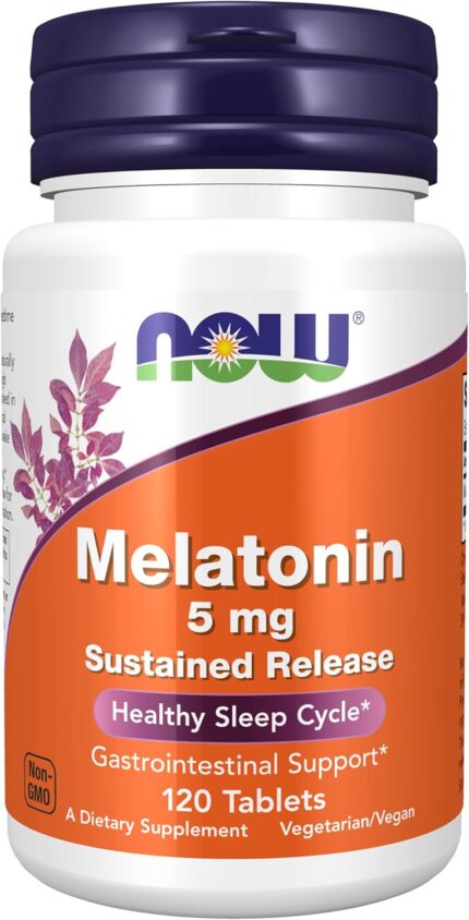 NOW Foods Melatonin 5 mg Sustained Release Formulated for a 4-Hour Release Period 120 Tablet