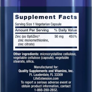 Life Extension Zinc Çinko Caps High Potency 50 mg 90 Vegetarian Caps