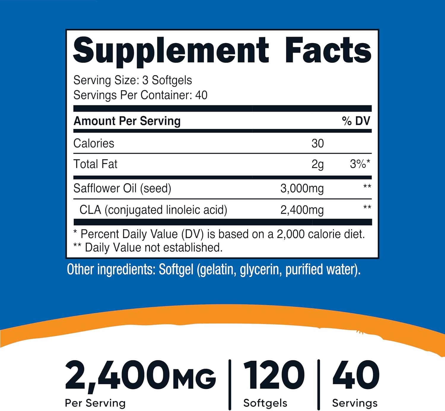 Nutricost CLA (Conjugated Linoleic Acid) 2,400mg, 120 Softgels - Gluten Free, Non-GMO, 800mg Per Softgel - Görsel 2