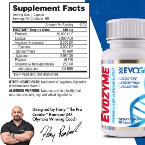 Evogen Evozyme Digestive Enzymes Enzymes Digestion Absorption Nutrient Utilization Support 60 Caps