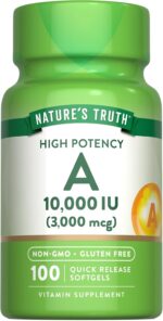 Nature's Truth, Vitamin A, High Potency, 10,000 IU (3,000 mcg), 100 Quick Softgels