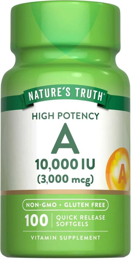 Nature's Truth, Vitamin A, High Potency, 10,000 IU (3,000 mcg), 100 Quick Softgels