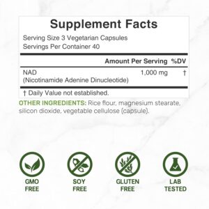 Deal Supplement NAD+ Women & Men Promote Energy, Anti-Aging Cell Regeneration 1000mg 120 Veggie Caps - Görsel 3