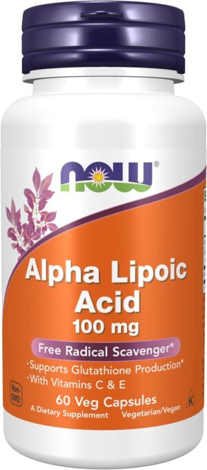 NOW Foods Supplements, Alpha Lipoic Acid 100 mg with Vitamins C & E, Free Radical Scavenger*, 60 Veg Caps