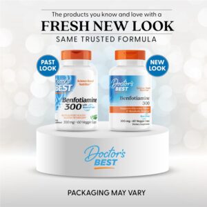 Doctor’s Best Benfotiamine 300 with BenfoPure, Helps Maintain Healthy Glucose Metabolism 300 mg, 60 Veggie Caps