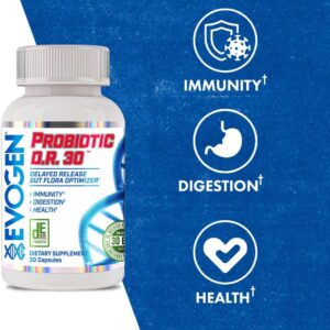 Evogen Probiotic D.R. lactobacillus Gut Flora Optimizer Immunity Digestion Health 30 Billion CFUs 30 Caps