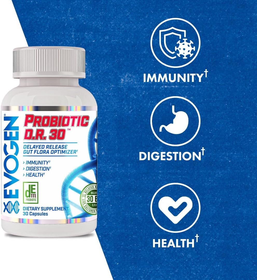 Evogen Probiotic D.R. lactobacillus Gut Flora Optimizer Immunity Digestion Health 30 Billion CFUs 30 Caps - Görsel 2