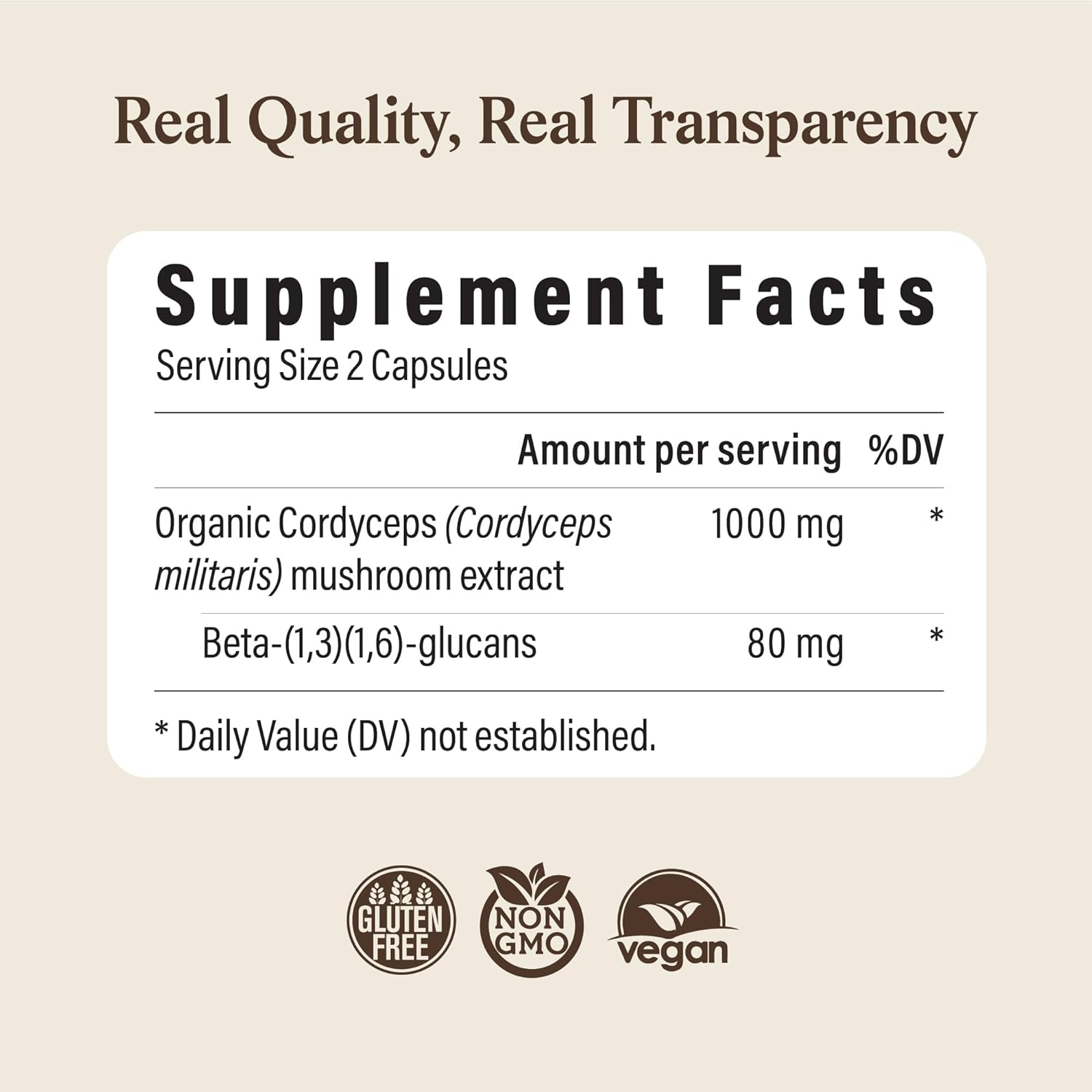 Real Mushrooms Organic Cordyceps Mushroom Powder 120 Caps - Görsel 3