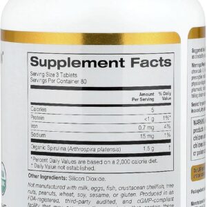California Gold Nutrition Organic Spirulina Greens & Superfoods Antioxidant Support 240 Tablets