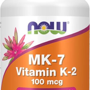NOW Foods MK-7 Vitamin K-2 100 mcg Cardiovascular Support Supports Bone Health 60 Veg