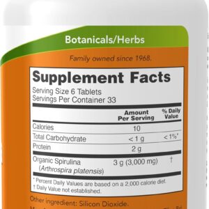 NOW Foods Organic Spirulina 500 mg with Vitamins Minerals and GLA Gamma-Linolenic Acid 200 Tablet