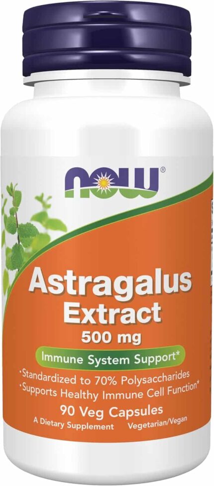 NOW Foods Immune Support Supplements, Astragalus Extract 500 mg 90 Veg Capsules