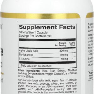 California Gold Nutrition, Benfotiamine + Alpha Lipoic Acid + Leucine Losin 90 Vegetarian Capsules