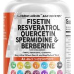 Clean Nutraceuticals Fisetin Quercetin Resveratrol Spermidine - Longevity with NAD Berberine Apigenin Anti Aging Cellular Health Support Caps 60
