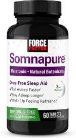 Force Factor Somnapure Drug-Free Sleep Aid Sleeplessness with Melatonin & Valerian & Theanine Fall Asleep 60 Tablet
