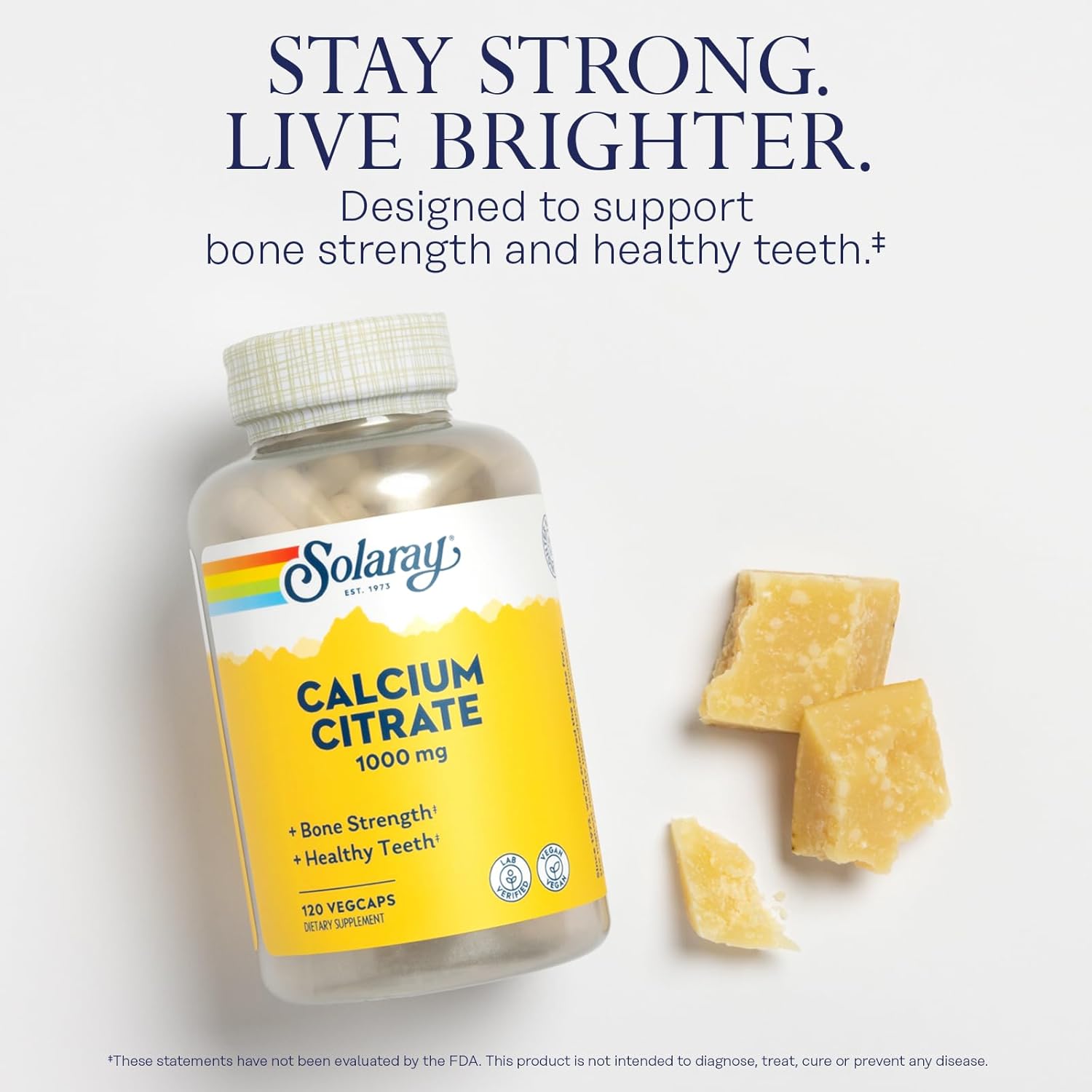 Solaray Calcium Citrate 1000mg - Chelated Calcium Supplement - Vegan - 30 Servings, 120 VegCaps - Görsel 3