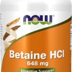 NOW Foods Betaine HCl 648 mg Vegetarian Formula Digestive Support 120 Veg Capsules