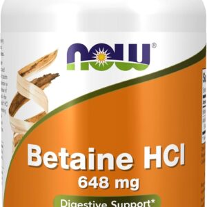 NOW Foods Betaine HCl 648 mg Vegetarian Formula Digestive Support 120 Veg Capsules