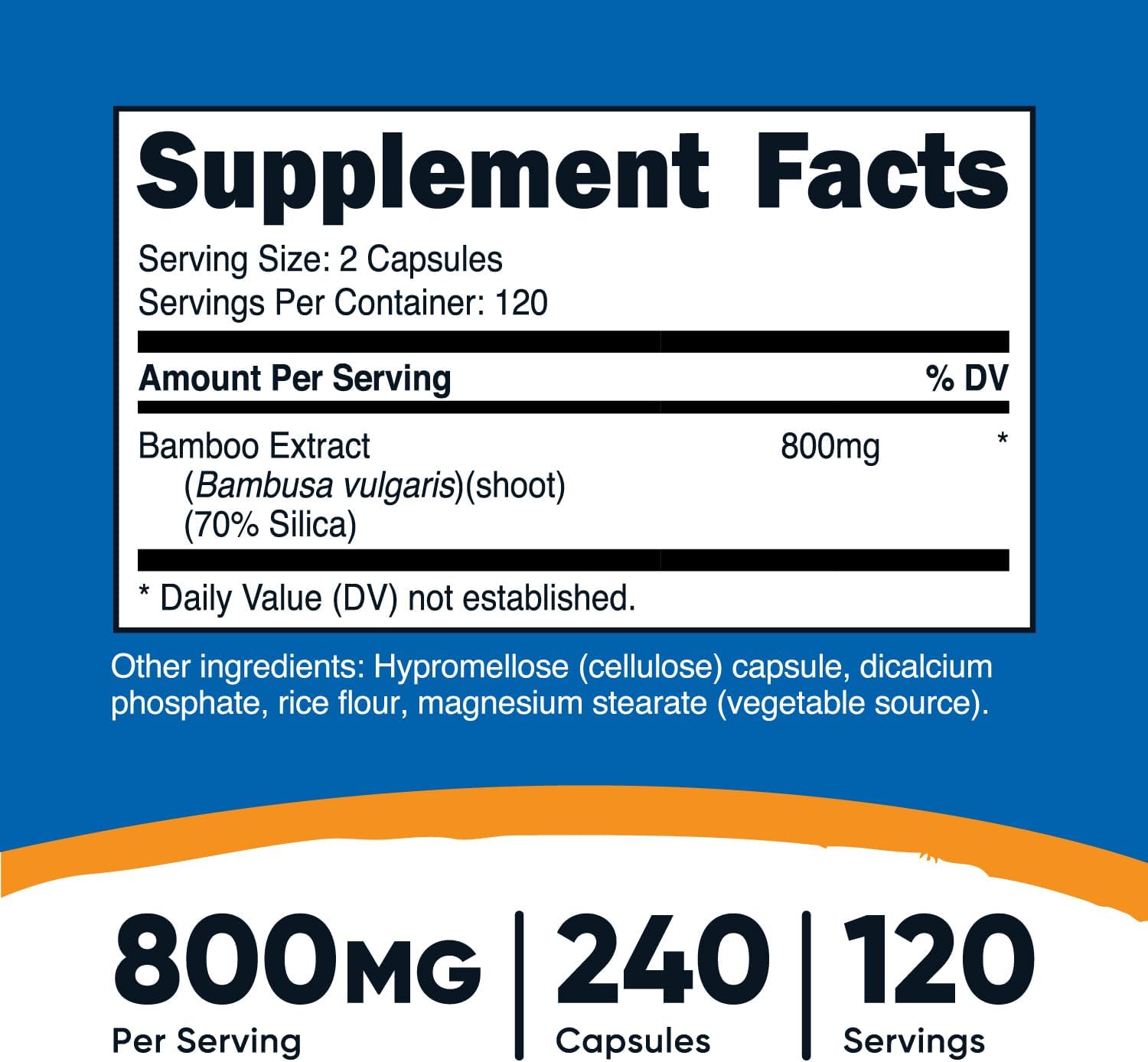Nutricost Bamboo Bambu Extract 400 mg, 240 Caps- Vegan, Gluten Free and Non-GMO - Görsel 3