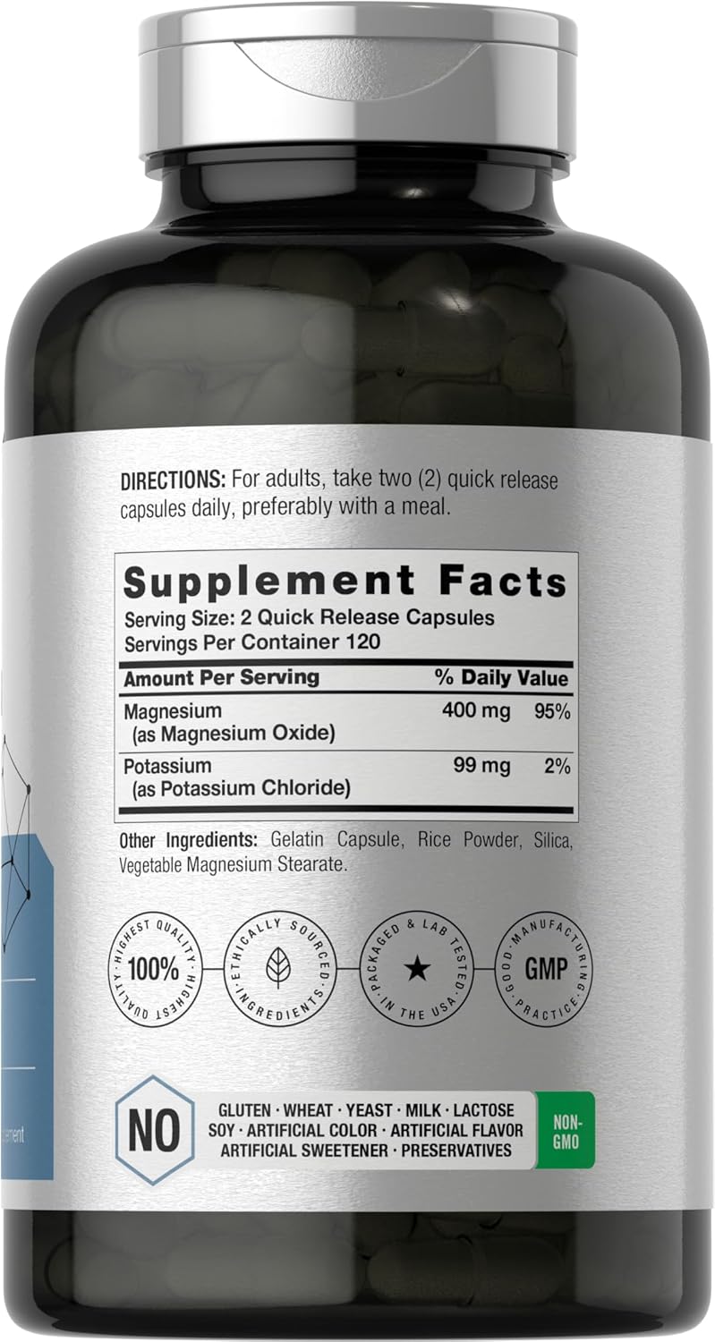 Horbäach Potassium Magnesium Premium Quality Non-GMO & Gluten Free 240 Caps - Görsel 3