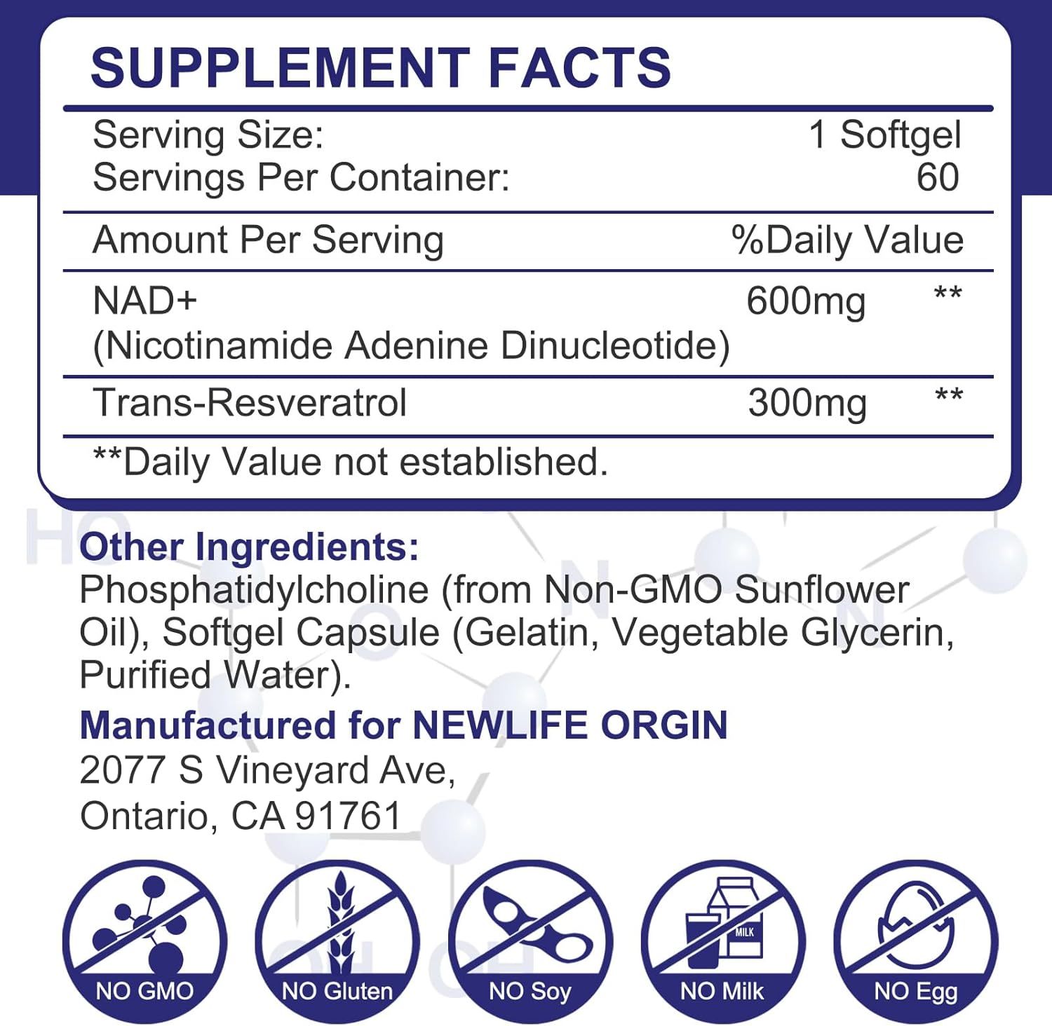 inGreens Liposomal NAD+ 900 mg Trans Resveratrol NMN Aging Defense, Energy, Longevity 60 Softgels - Görsel 6