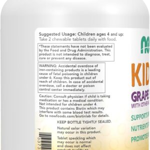 NOW Foods, Kid Vits Vitamin™, Grape Splash, 120 Çiğnenebilir Tablet (+4 Yaş Çocuk vitamini)